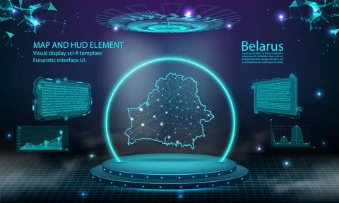 Belarus map light connecting effect background. abstract digital technology.. Stock Illustration