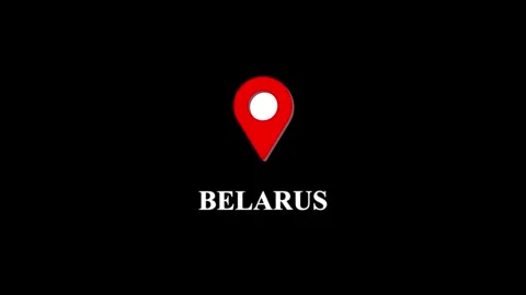Belarus map location pin animation on black background, for travel and, geo.. Stock-Footage 332453244