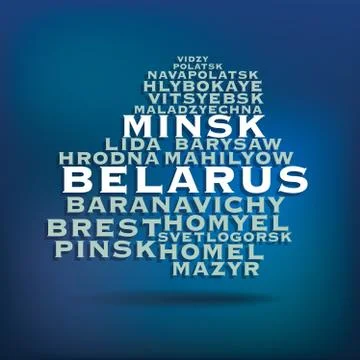 Belarus map made with name of cities Stock Illustration