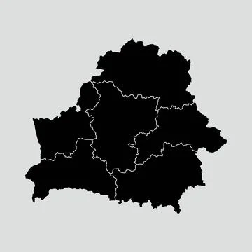 Belarus map with regions isolated on white background Stock Illustration