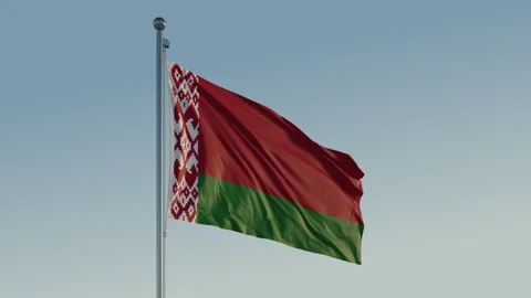 Belarus Minsk Flag loop Cinematic Realistic Waving Blue Sky Video stock 303207763