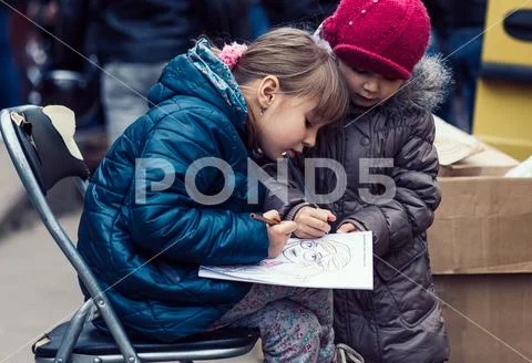 Belarus, Minsk, may 17, 2015, Oktyabrskaya street, biker festival. two little Stock Photos