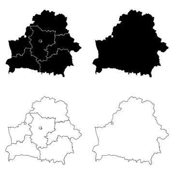 Belarus Outline and Solid Fill Map Set. Stock Illustration