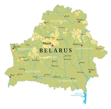 Belarus physical map Stock Illustration