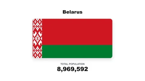 Belarus population increasing with national flag animation Stock Footage 346503182