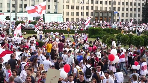 Belarus, a rally, a march in the center of Minsk in the Independence Square Stock Footage
