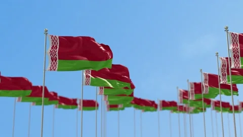 Belarus Row Of Flags 3D Animation Stock-Footage 148625380