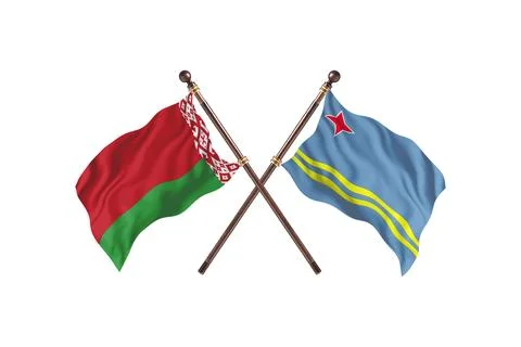 Belarus Versus Aruba  Two countries Flags background Stock Illustration