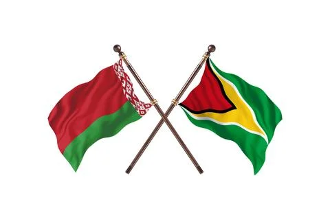 Belarus Versus Guyana  Two countries Flags background Stock Illustration