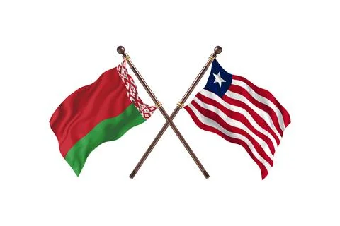 Belarus Versus Liberia  Two countries Flags background Stock Illustration