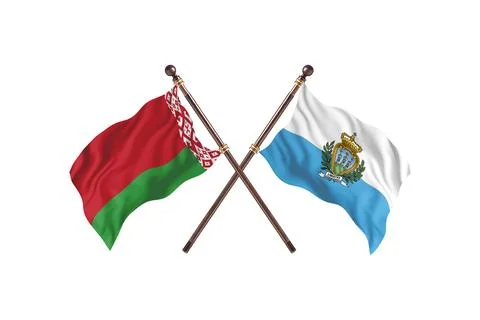 Belarus Versus San Marino  Two countries Flags background Stock Illustration