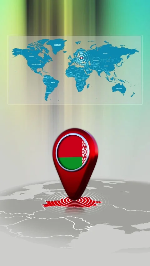 Belarus World Map Pin Location Background Loop Vertical Stock Footage 341771473