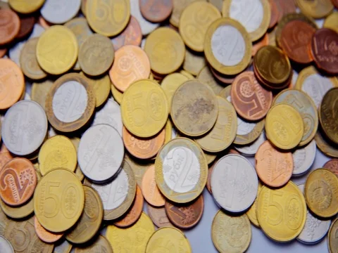 Belarusian coins are on the table. Stock Footage 73871129
