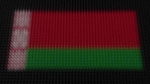 Belarusian Flag Light Shining on Scrolling Bullets Stock Footage 283698231
