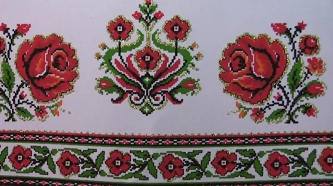 Belarusian towel red pattern on white background Video stock 60375048