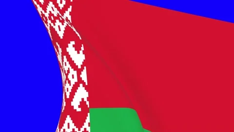 Belarusian waving flag transition isolated over blue background Stock Footage 167178196