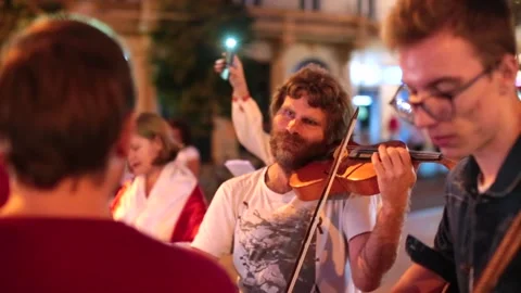 Belarusians take an active part in the solidarity flash mob perform protest hits Stock Footage 138940194