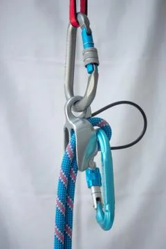 Belay device in guide mode, as when belaying from above Foto stock