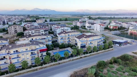 Belek Apartment Blocks With Pool Below Taurus Mountains Stock Footage 347908839