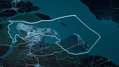 Belem Brazil Glowing Digital Map Animation 4K Stock Footage 340048780