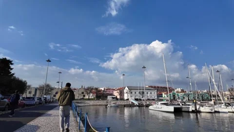 Belem Lisbon Travel Experience With Pedestrians Historic Architecture Shops And  Stock Footage 344807341