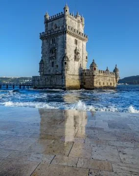 Belem tower and reflection Stock Photos