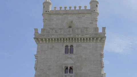 Belem tower historic architecture rising from water in lisbon Stock Footage 346004662