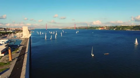 Belem Tower :isbon aerial Stock Footage 63085975