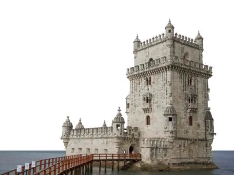 Belem tower isolated on white background Photos