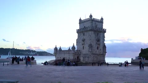 Belem Tower Lisbon panoramic 4K 29,97fps Video stock 314897402