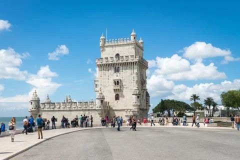 Belem Tower located on the Tagus River, Lisbon, Portugal Stock Photos