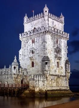 Belem Tower in the night Stock Photos