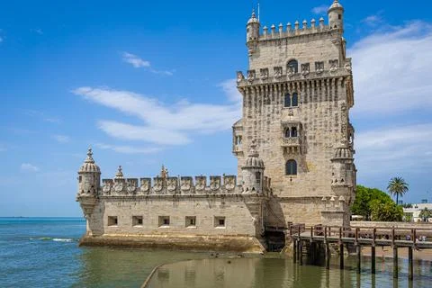 The Belem Tower or the Tower of Saint Vincent, the gateway to Lisbon, Portuga Stock Photos