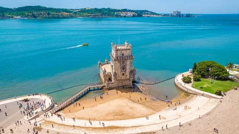 The Belem Tower or the Tower of Saint Vincent, the gateway to Lisbon, Portuga Stock Photos