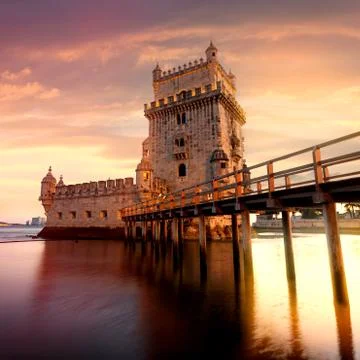 Belem Tower on the Tagus River. Stock Photos