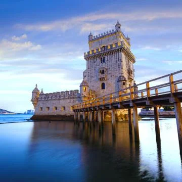Belem Tower on the Tagus River. Stock Photos