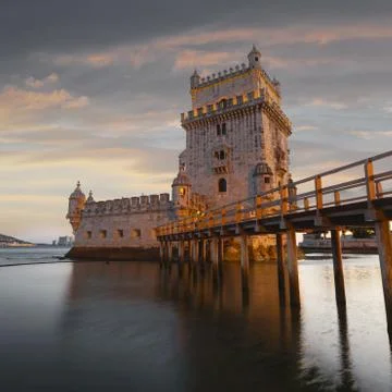 Belem Tower on the Tagus River. Stock Photos