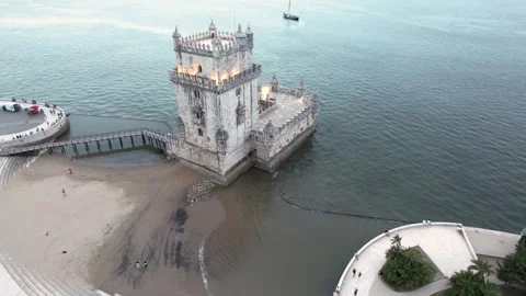 Belem Tower Tilt From Ground in Lisbon, Portugal Video stock 250179154