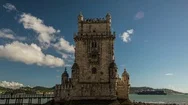 Belem Tower, Torre De Belem, 4K Hyperlapse Timelapse, Lisbon Portugal Stock Footage