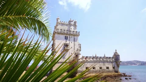 Belem Tower, Torre de Belem. Lisbon historic center. Portugal tourism Stock Footage 224529153
