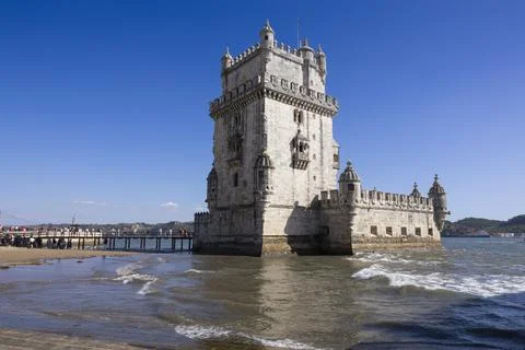 Belem Tower (Torre de Belem) on sunny day. City of Lisbon, Portugal Stock Photos