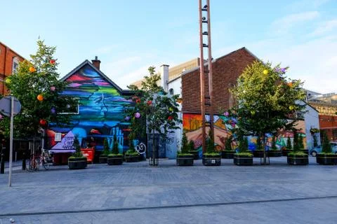 Belfast - August 2019: Graffiti on walls Stock Photos