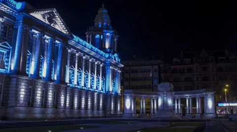 Belfast Capital at Night Stock Footage 62896624