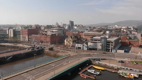 Belfast City Aerial View Stock Footage