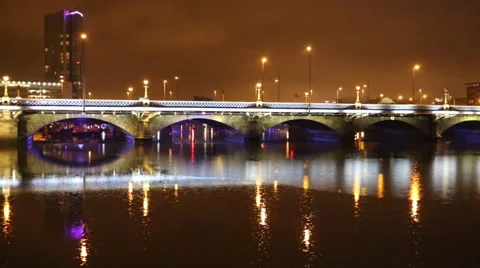 Belfast City at Night Stock Footage 46087981