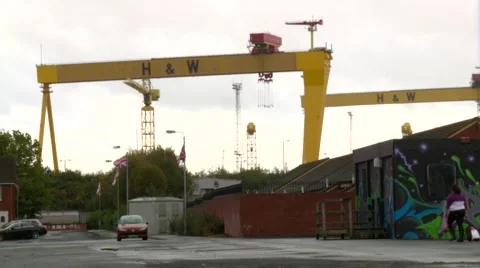 Belfast H&amp;W Crane 库存影片 890974
