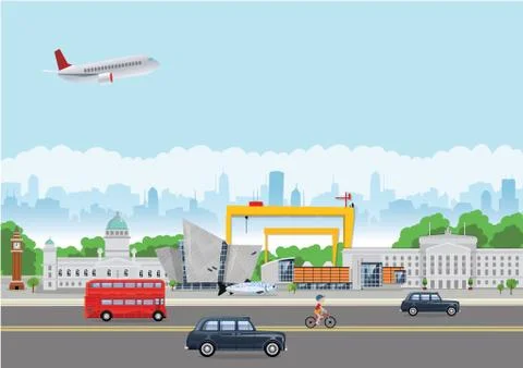 Belfast Landmarks Stock Illustration