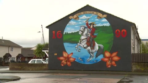 Belfast mural of King Billy Stock Footage 890858