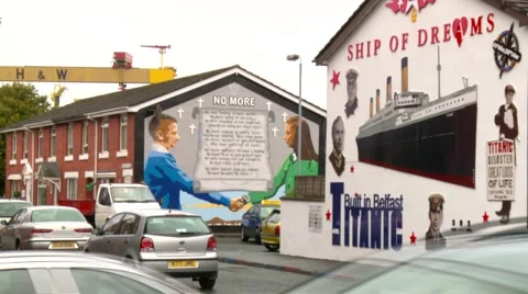 Belfast mural of Titanic Stock Footage 891080