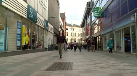 Belfast Timelapse Walk Through Busy Shopping Street Stock Footage 10897473